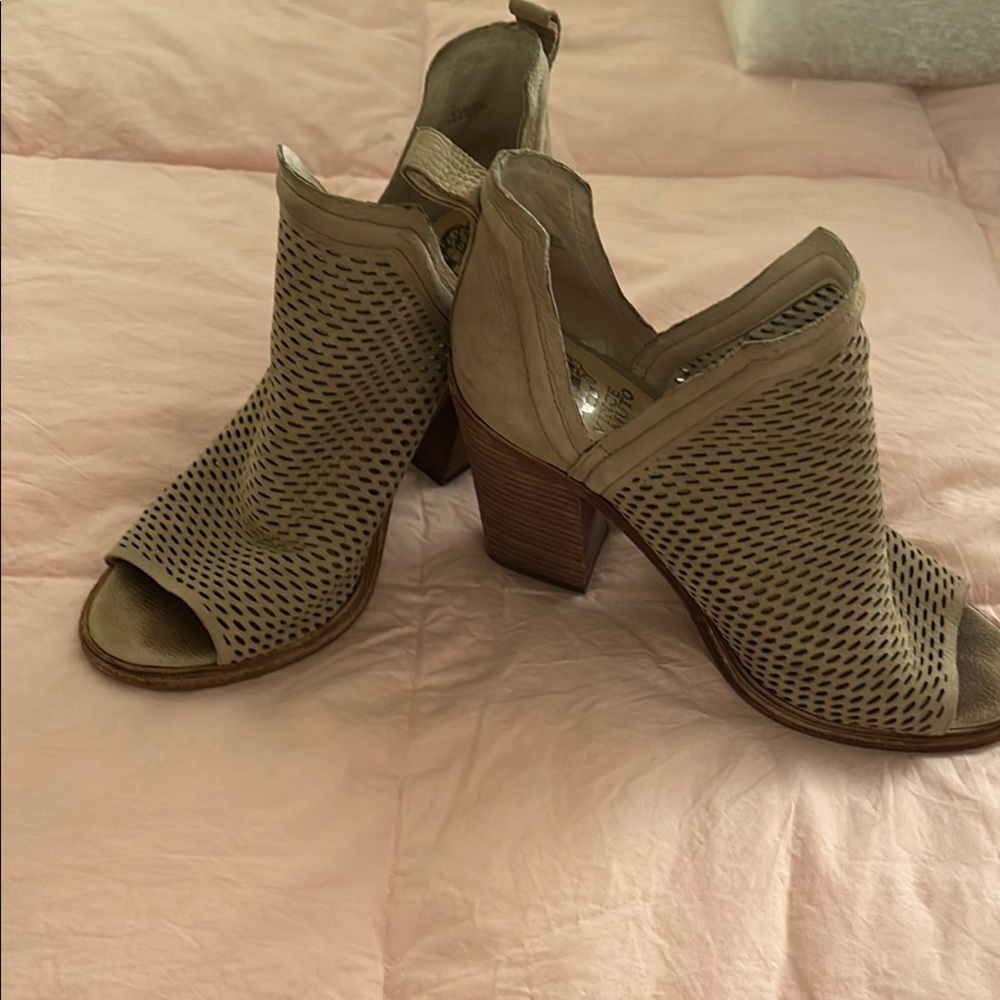 Vince Camuto Taupe Peep-Toe Heeled Boot